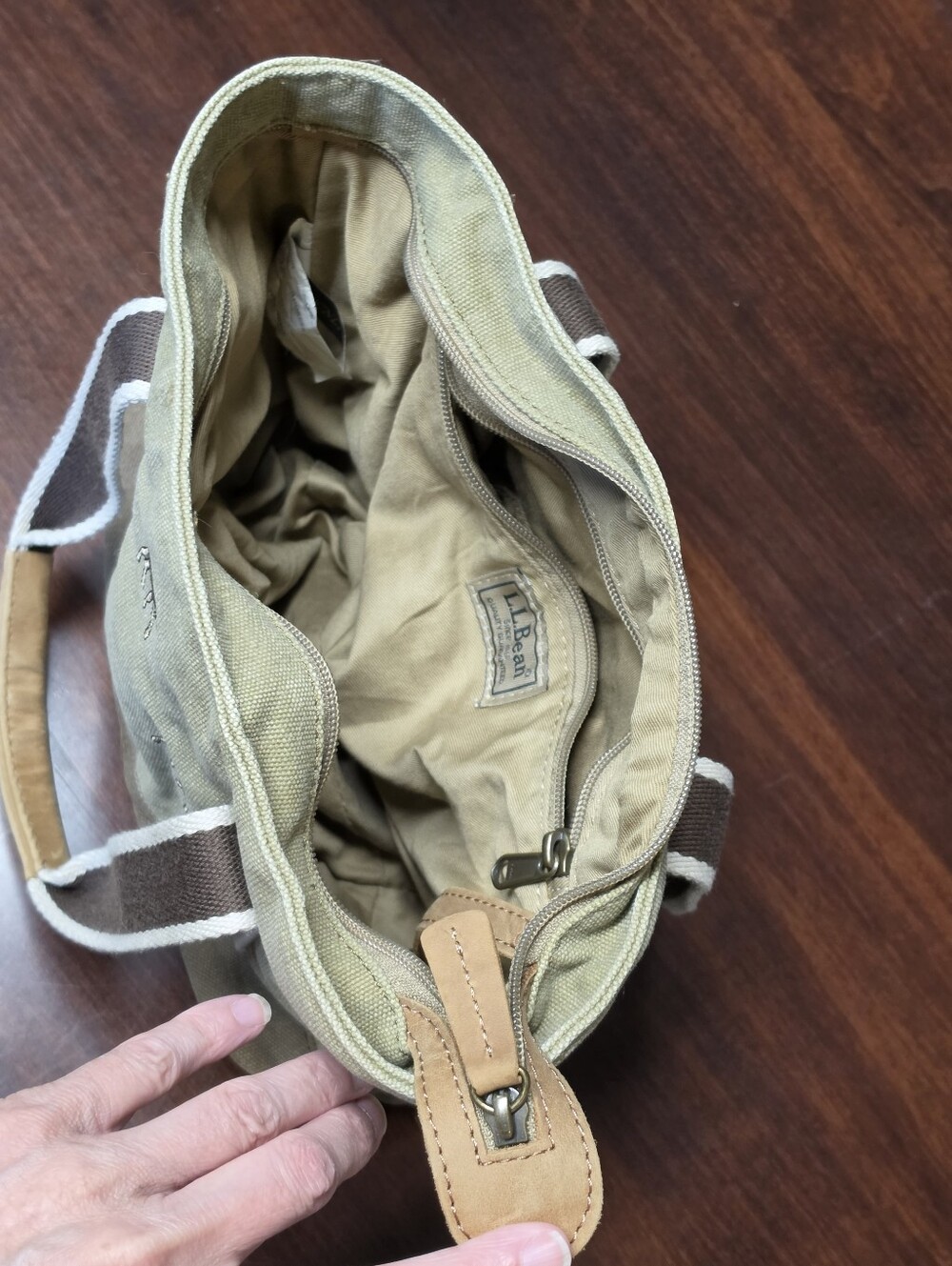 L.l. Bean Boat Tote Mini Canvas Moose Embroidered Tote Bag, Zip Top - Picture 8 of 10